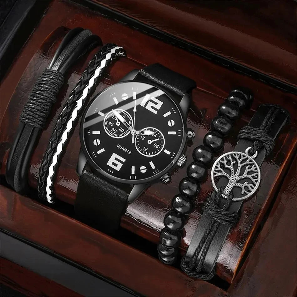 5PCS Set Fashion Mens Sports Bracelet Watches For Men